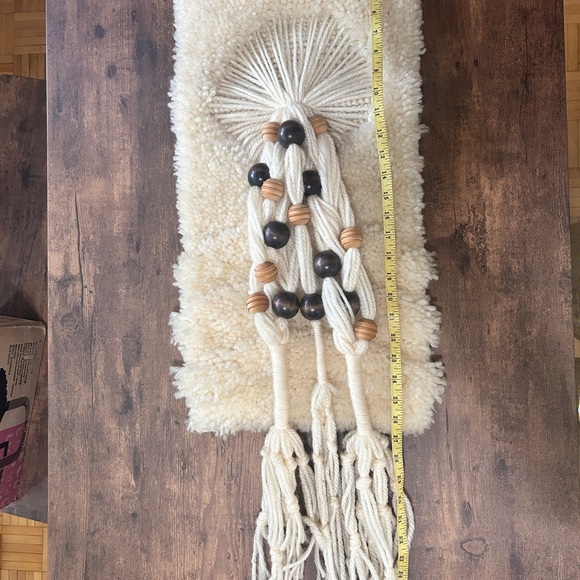 Vintage 70s Macrame Latch Hook Rug Wall Art Tapestry Home Decor - Picture 4 of 7